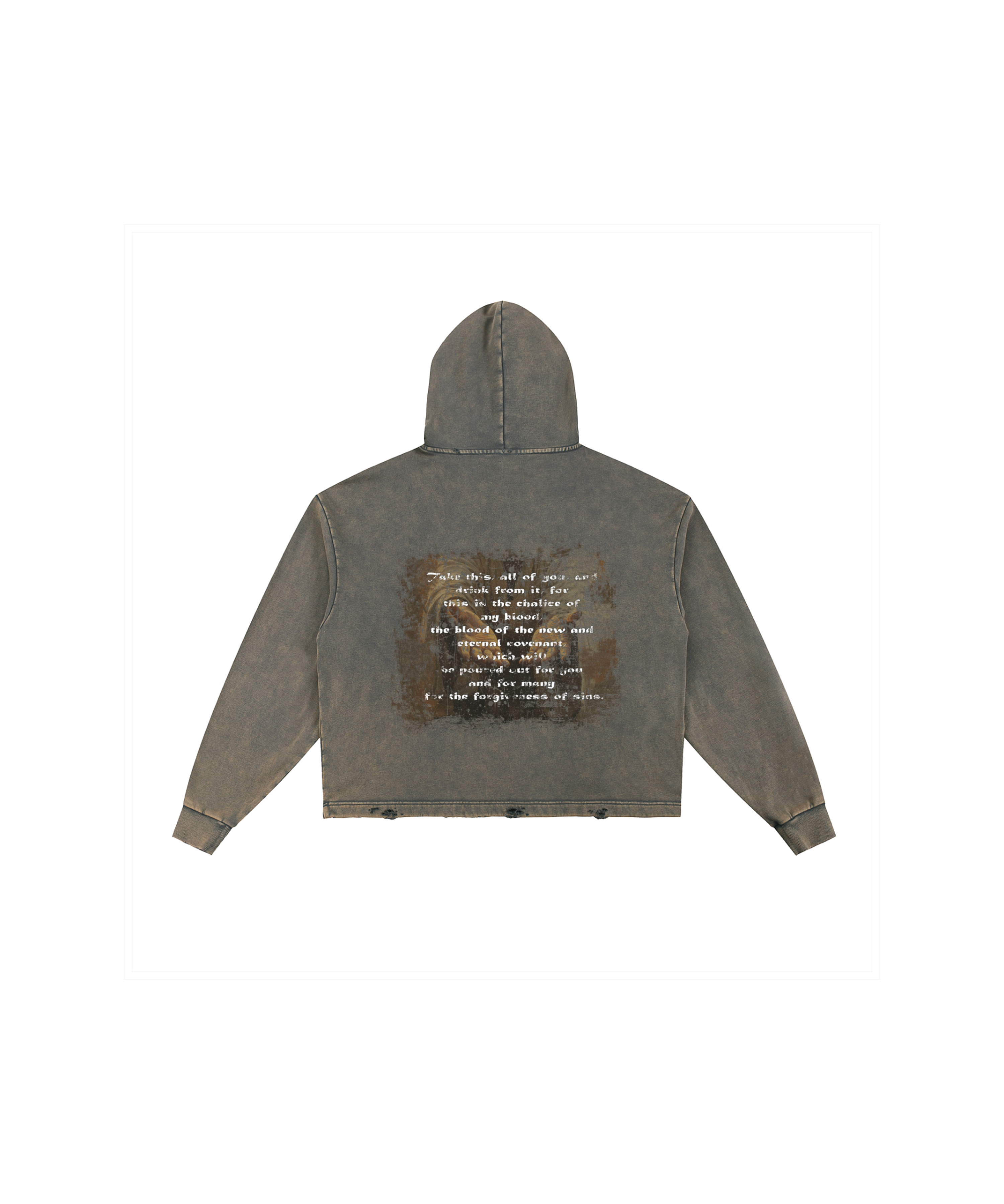 Vintage Washed Frayed-Hem Hoodie